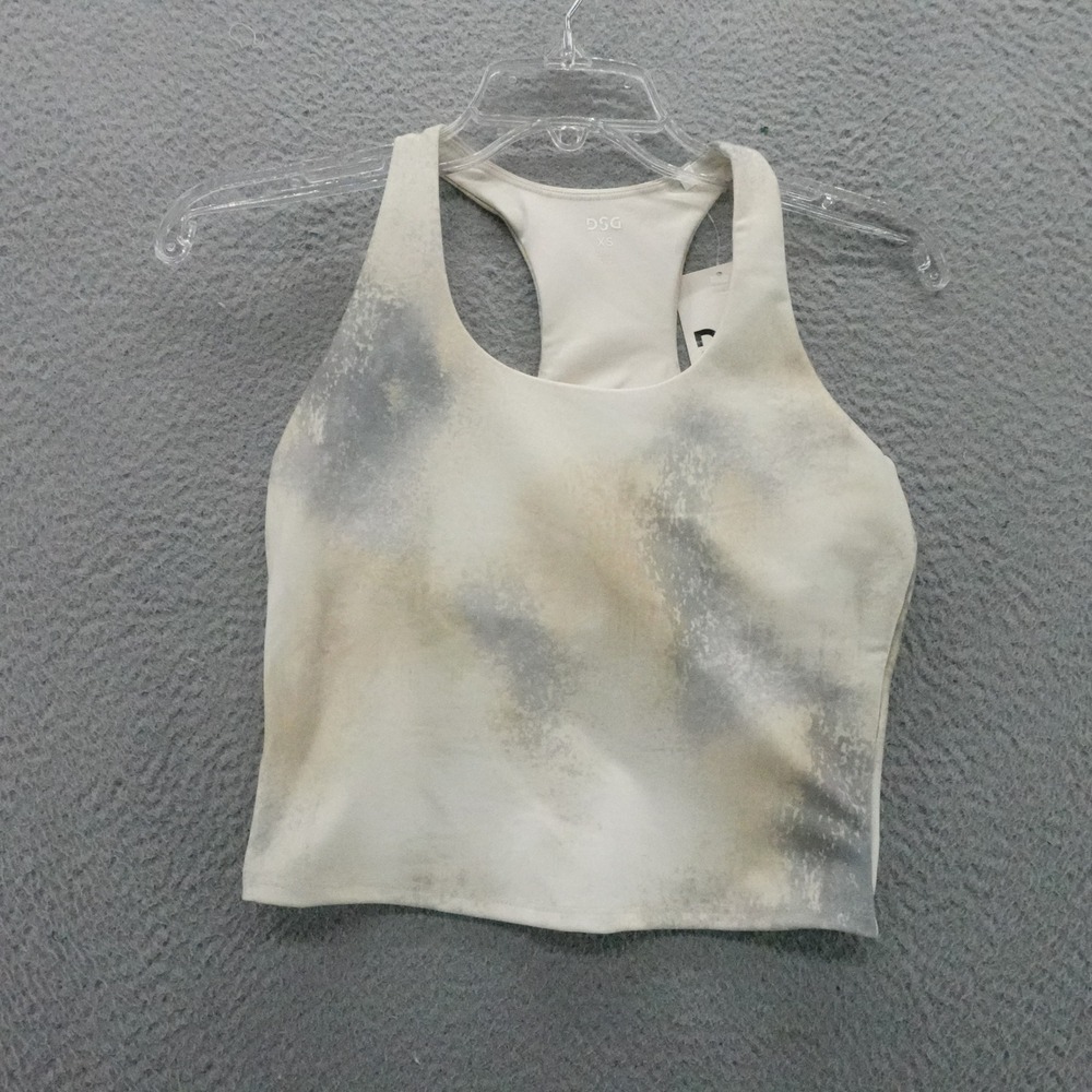 DSG Womens Momentum Crop Tank XS Airbrush Energy Multi Tie Dye Shelf Bra NEW